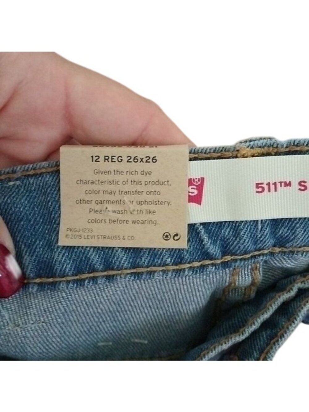 Levi's Big Boys 511 Slim Stretch Denim Blue Jeans, Dallas, size 12 Regular 26x26 - Picture 7 of 7